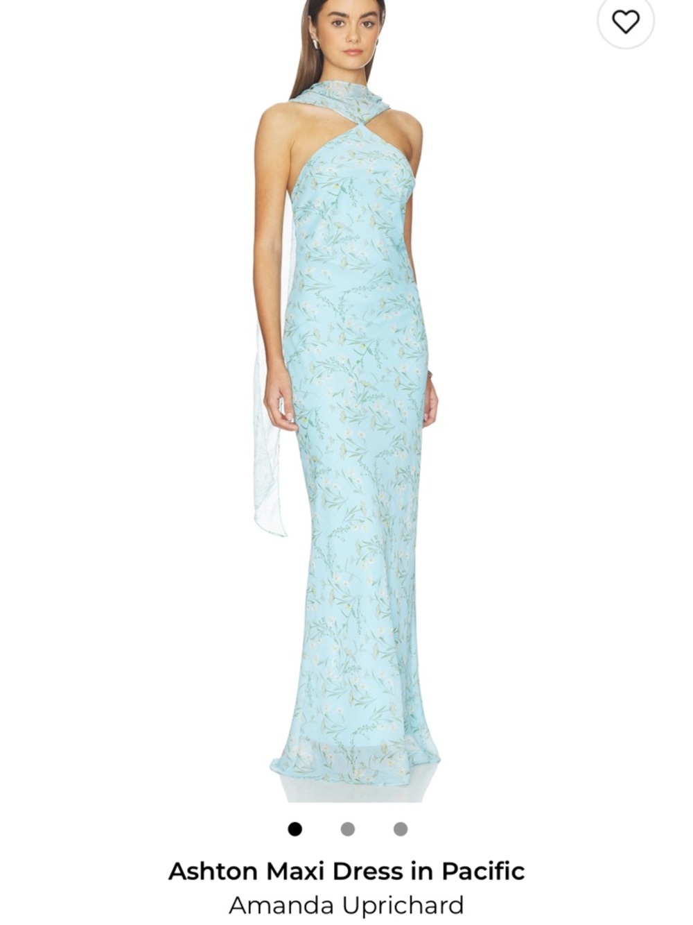 Amanda Uprichard Ashton Halter Maxi Dress in Light Blue Floral